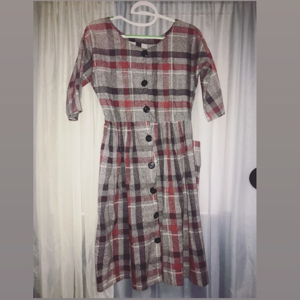Vintage Plaid Swing Dress